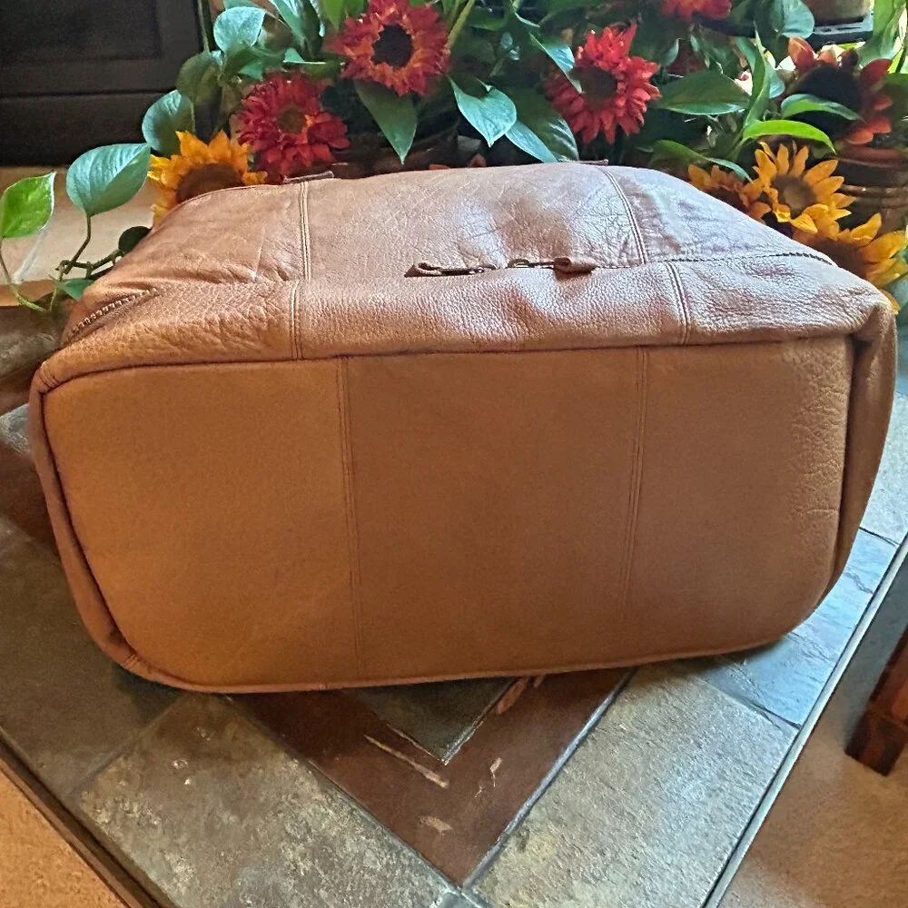 Soft-Sided Leather Carry-On Travel Duffle Bag - Picture 10 of 14